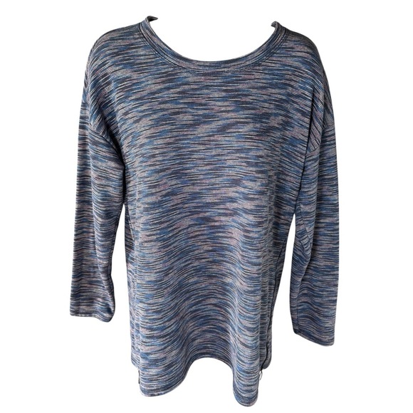 Talbots Women’s Pullover Blue Stripe Athletic Top Sweatshirt Long Size Medium - Picture 2 of 6